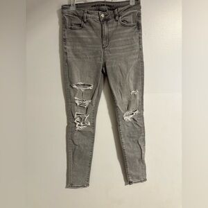 American Eagle Outfitters Gray Ripped Skinny Jeans